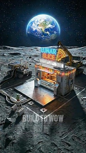 Insane! The First Pizza Shop on the MOON Is Now Reality 🍕🌕 #moon #timelapse #satisfying