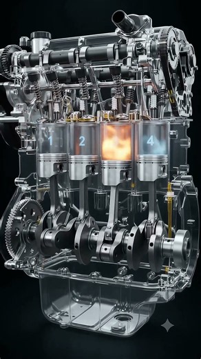 How 4 Cylinders Fire 🔥 1-3-4-2 Firing Order in Action! #shorts