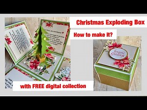 ✨ How to make a Christmas Exploding Box Tutorial 🎄🎁✨with FREE digi collection #diy #cardcreations