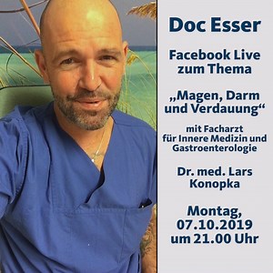 Stellt eure Fragen zum Thema "Magen, Darm und Verdauung" und Doc Esser beantwortet sie: am 07.10.2019 um 21:00 Uhr hier bei Facebook. | WDR