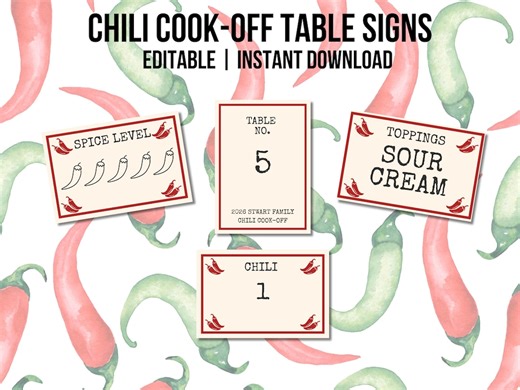 Chili Cook off Activities | Editable Table Signs - Etsy UK