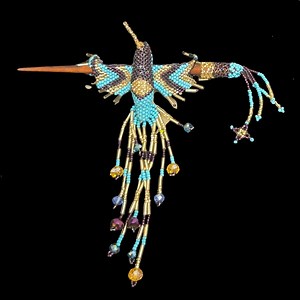 Hummingbird Beaded Hair Barrette With Wood Stick, Native American Feather Inspired, Handmade in Guatemalan - Etsy