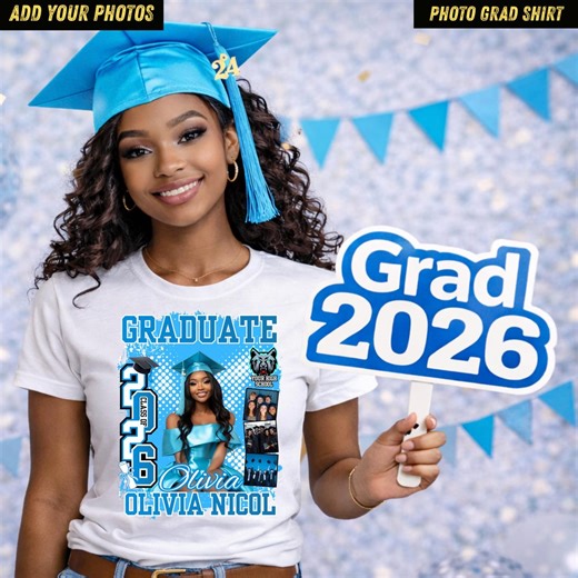 Turquoise Graduation Shirt 2026, Custom Photo Shirt, Class of 2026 Shirt, Personalized Senior Shirt, Custom Grad Tee - Etsy
