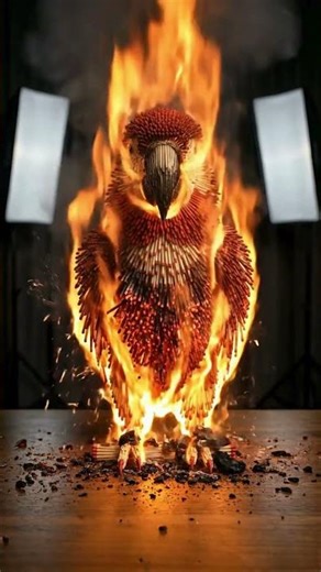 We Burned a Matchstick Parrot! 🔥 (Incredible Chain Reaction) #birds