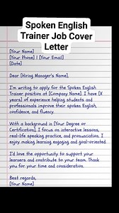 Spoken English Trainer Job Cover Letter #trendingreels #education #virals #School #application #leave | English Class