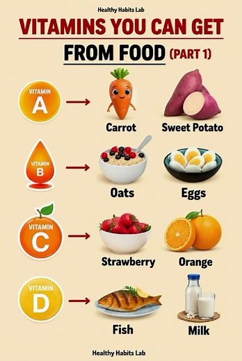 Vitamins You Can Get From Food 🍊 | Best Natural Sources of Vitamins A, B, C & D