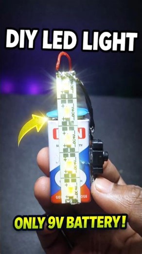 How to Make LED Light with 9V Battery 🔥 #diyprojects #scienceproject #9voltbattery #ledlight