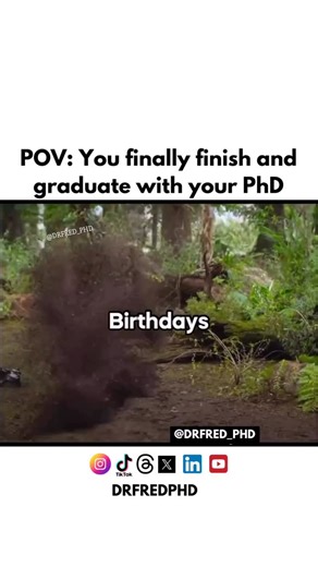 Dissertation Writing Service | Coach on Instagram: "You finally finish and graduate with your PhD; family and friends long gone, social life extinct, hairline hanging by a thread… 🎓😂 Every late night, every rewrite, every “please clarify this section” finally paid off. The weight lifts, but the journey stays with you, proof that you really did that👏 If you’re still in the trenches; writing, editing, or preparing for defense, you don’t have to do it alone. I help master’s and PhD students with