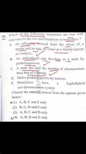 Q95 NEET 2026 | Sex Determination in Bees |