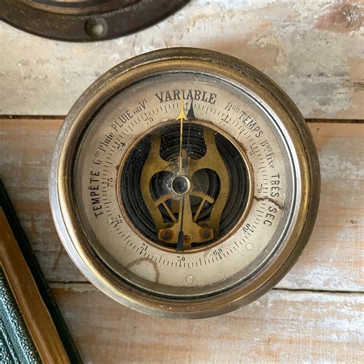 Antique Aneroid Barometer in Wood and Brass, Old Aperiodic With Movable Frame - Etsy