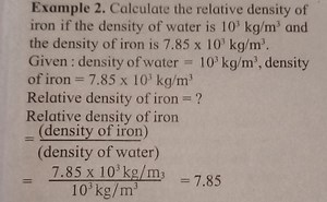 Calculate the relative density of iron given:Density of water ... | Filo