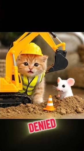 Tiny Construction Site Mouse Boss vs Kitten 😭🚧🐾 #shorts