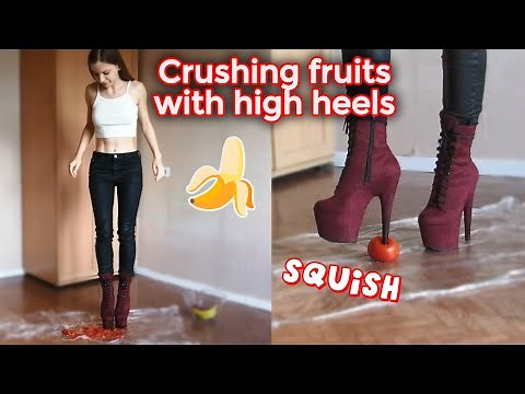 Crushing banana with High Heels | NO MUSIC
