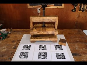 Making a Book press and printing a wood block print