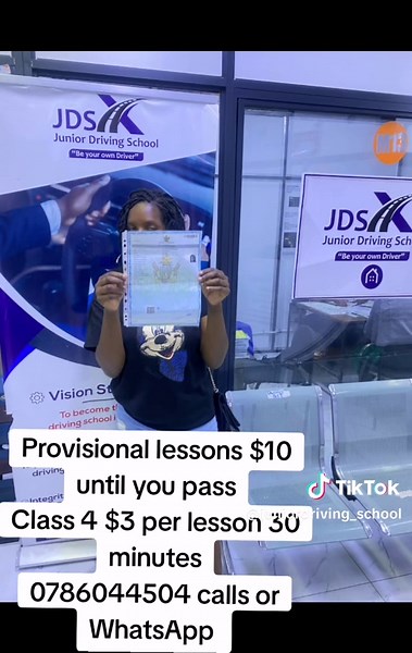 Welcome!! Junior Driving School offers *Oral lessons $10 until the student passes* Class 4🚗🚗🚗 $3 per lesson 30 minutes* Car hire $40 Class 4 packages ●|● *1st package $85 ● Pay 15 lessons and Car hire $85 ●|● *2nd package $100* ●|● Free provisional lessons 20 lessons plus Car hire ●|● *3rd package $130* ●|● Free provisional lessons 30 lessons plus car hire NB:Guaranteed to get your driver’s license Corner Leopold Takawira and Robert Mugabe PaNargaji Mall Room M13 first floor#zimtiktok #bestdr