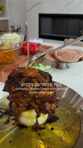 Crispy Turmeric Rice Shawarma Bowls Recipe