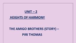 'Amigo Brothers' - English - Notes - Teachmint