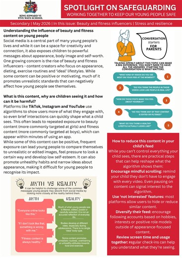 King Edward VI Five Ways School - May Spotlight on Safeguarding 2026 - Page 1 - Created with Publitas.com