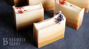 5.2K views · 150 reactions | This cold process soap is all about simplicity. It has skin-loving ingredients like cocoa butter and the design is made by layering various shades of turmeric powder. Find the recipe here: https://www.soapqueen.com/bath-and-body-tutorials/cold-process-soap/turmeric-ombre-cold-process-soap/ | Bramble Berry | Facebook