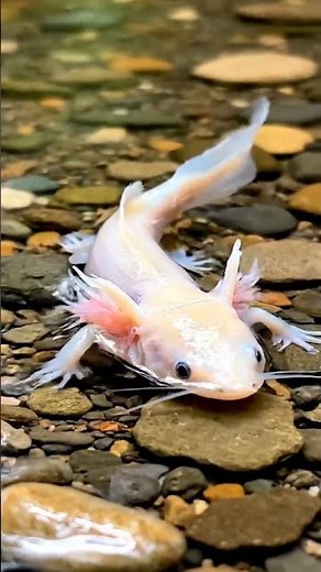 Albino Axolotl in a Forest Stream 🏞️ (Super Rare Sighting!)