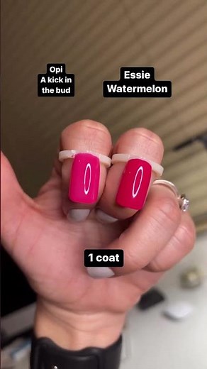 Essie "Watermelon" vs. OPI "A Kick in the Bud" #opi #essie