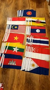 ธงอาเซียน  AEC Flag ธงชุดอาเซียน ธงสัญลักษณ์อาเซียน 10 ประเทศ ASEAN Economic Community : AEC ผ้าโพลีเอสเตอร์พิมพ์ลาย ผืนเล็ก 19-20 x 30 ซม. 1 ชุด (11 ผืน/แพ็ค) | Lazada.co.th