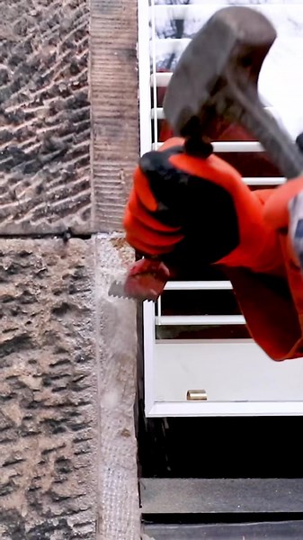 Getting the stone ready for repair 👊 #stonemason #glasgow #construction #transformation #restoration #comstructionworker