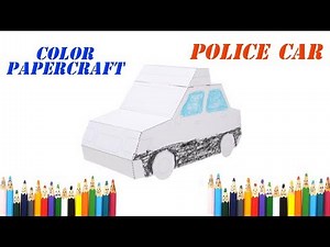 Color Papercraft : How to Make Paper Police car and Coloring - papercraft 99