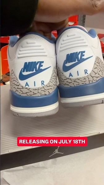 2026 “True Blue” Air Jordan 3 OG 🌊🌹Releasing on July 18th. 🎥: mainesonawf