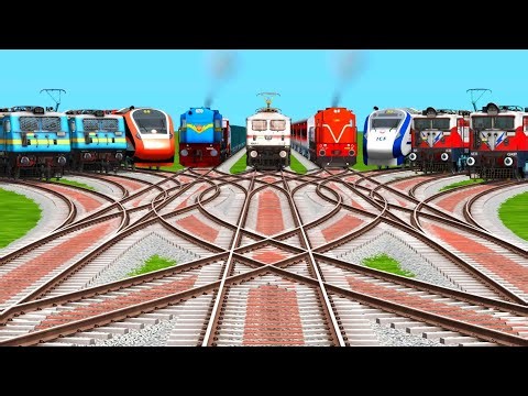 All EveryDay Trains Crossing By Diamond 3D Curved Animated Railroad Tracks | train simulator classic