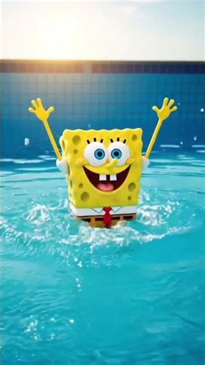 spongebob in swimming pool