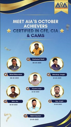 Big Congratulations to Our October Achievers! Join AIA For CIA, CFE & CAMS! #CFE #cams #cia #aia