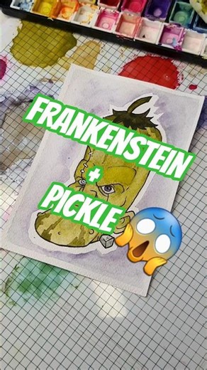 Frankenstein+pickle+this trend🔥🥒 #shorts #artist #frankenstein #watercolor