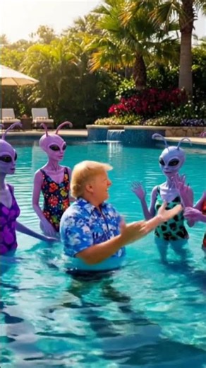 Alien Friends and Donald Trump Enjoy a Funny Pool Moment 👽🏊‍♂️ | AI Comedy Scene