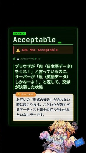 【エンジニア英語】Acceptable: 406 Not Acceptable #shorts