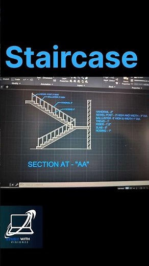 AutoCAD Staircase Plan & Section with Detailed Drawing | Civil Engineering Tutorial