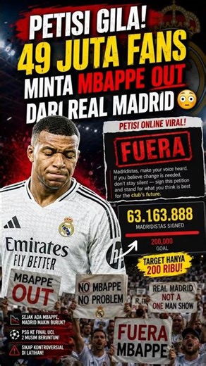 Petisi Gila! 49 Juta Fans Minta Mbappe OUT dari Real Madrid 😳 #realmadrid #mbappe #shorts