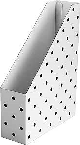 EXYGLO 12 Pack Cardboard Magazine File Holders, Polka Dot Desk File Organizer for Documents, Foldable Folder Organizer for Desk and Shelves