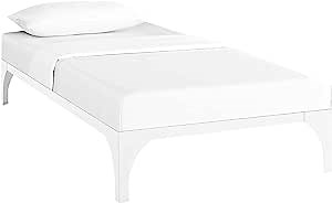 Modway Ollie Steel Modern Twin Platform Bed Frame Mattress Foundation with Slat Support in White