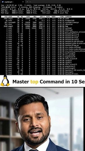 Linux top Command in 10 Sec 📊 Linux Tips #shorts #linux #coding