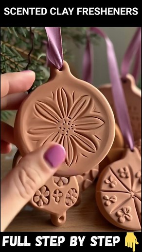37K views · 170 reactions | Scented Clay Fresheners Materials: Air Dry Clay (any color) Essential Oil (your favorite scent) Narrow Ribbon Full STEP BY STEP in First (C.o.ʍ.m.е.ո.τ)  Enjoy ❤️ | Charming Recipes | Facebook