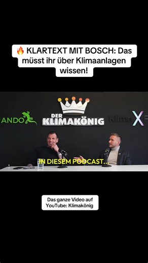 Heute wird Klartext gesprochen! 👑 Ich sitze gemeinsam mit Jonathan Heib von Bosch am Tisch und wir diskutieren ein paar richtig wichtige Themen rund um Klimaanlagen, Luft-Luft-Wärmepumpen, Heizen und die Zukunft der Energietechnik. Was funktioniert wirklich? Was wird oft falsch verstanden? Und wohin entwickelt sich das Ganze? 🎥 Das komplette Gespräch findet ihr jetzt auf meinem YouTube-Kanal Klimakönig. #Klimakönig #Bosch #Klimaanlage #Wärmepumpe #LuftLuftWärmepumpe