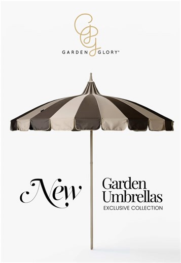 Garden umbrellas in bold stripes or elegant colors transform any outdoor space into a relaxing retreat. Make a statement with our high-quality parasols that not only shields you from the sun but also elevates your garden’s style. #gardenglory #missgardenglory #parasoll #umbrella #gardenumbrella #interiordesign #outdoordecor