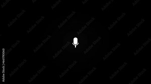 A white color voice recorder animation black background .record concept