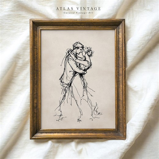 Romantic Couple Kissing Line Art Print - Romantic Valentine Love Wall Art - Etsy Australia