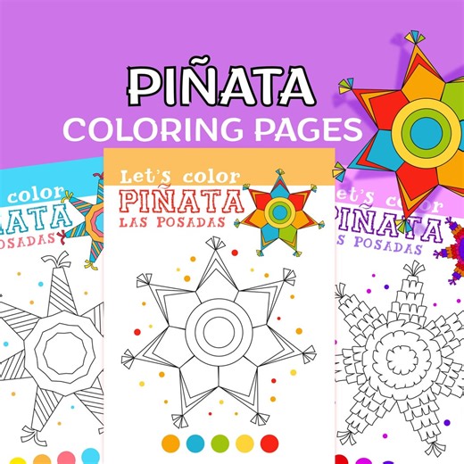 Printable Mexican Star Pinata Kids Coloring Sheets L Las Posadas Activity | Classroom Art | Digital Download | PDF - Etsy
