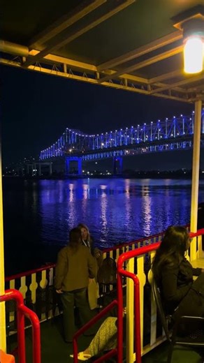 Blue Lights Over the Mississippi River at Night
