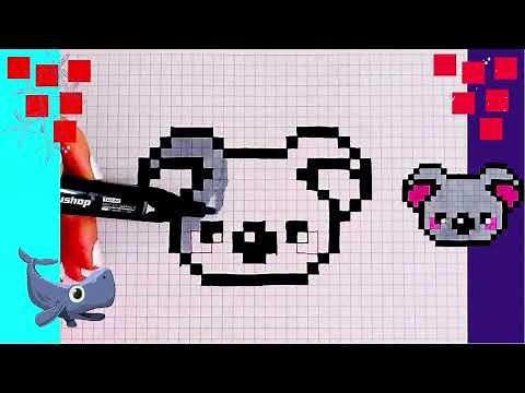 Dessin in Pixel Art. Comment Dessiner Les animaux. koala 🐨