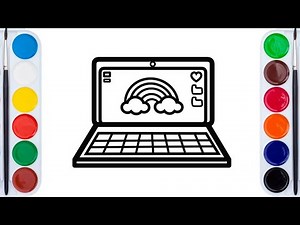 Drawing and Coloring a Cute Computer for kids