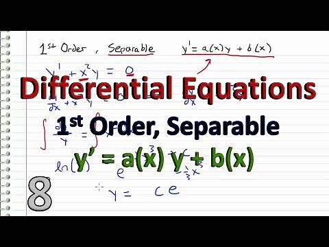 Differential Equations - 8 - 1st Order Separable (Non-constant Coef)